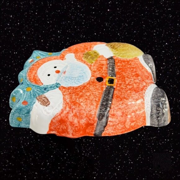 Italian Pottery ITALICA ARS Santa Claus Christmas Resting Wall Hanging Plaque - Picture 9 of 13